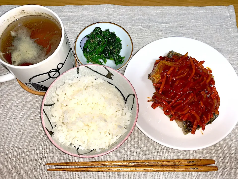 サバの甘酢あんとほうれん草の胡麻和え♫|Syk___さん