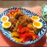 手羽元のさっぱり煮❇️
 大根サラダ  明太子マヨのせ
 うまい菜 お浸し🌱|びせんさん