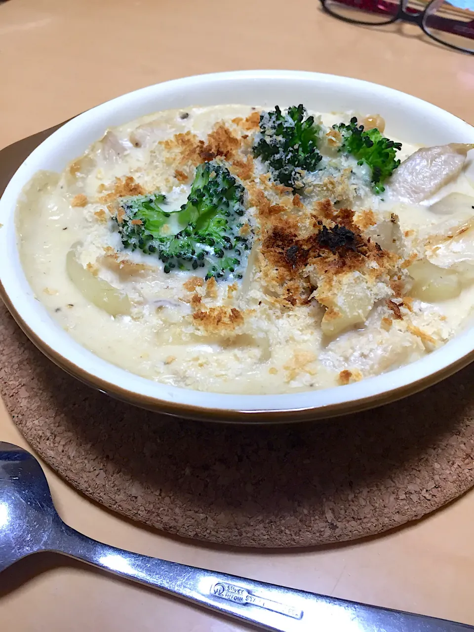 在宅勤務中の男飯(ブロッコリーのグラタン🥦)|おおもりの星さん