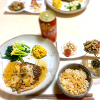今日の夕飯❤️筍ご飯　きのこ＆筍ソースの和風ハンバーグ