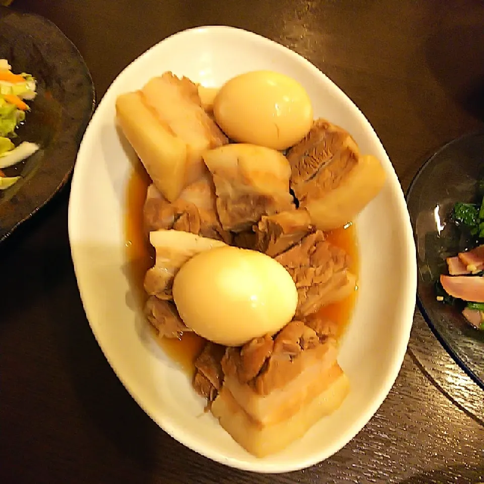 めるぼ💟さんの料理 ザ・豚角！じっくりコトコト煮込んだ豚角は最高に旨し！ (≧ω≦)ﾝﾏｰｯ♪♪辛子をちょっちゅね〜♪♪|Rieさん