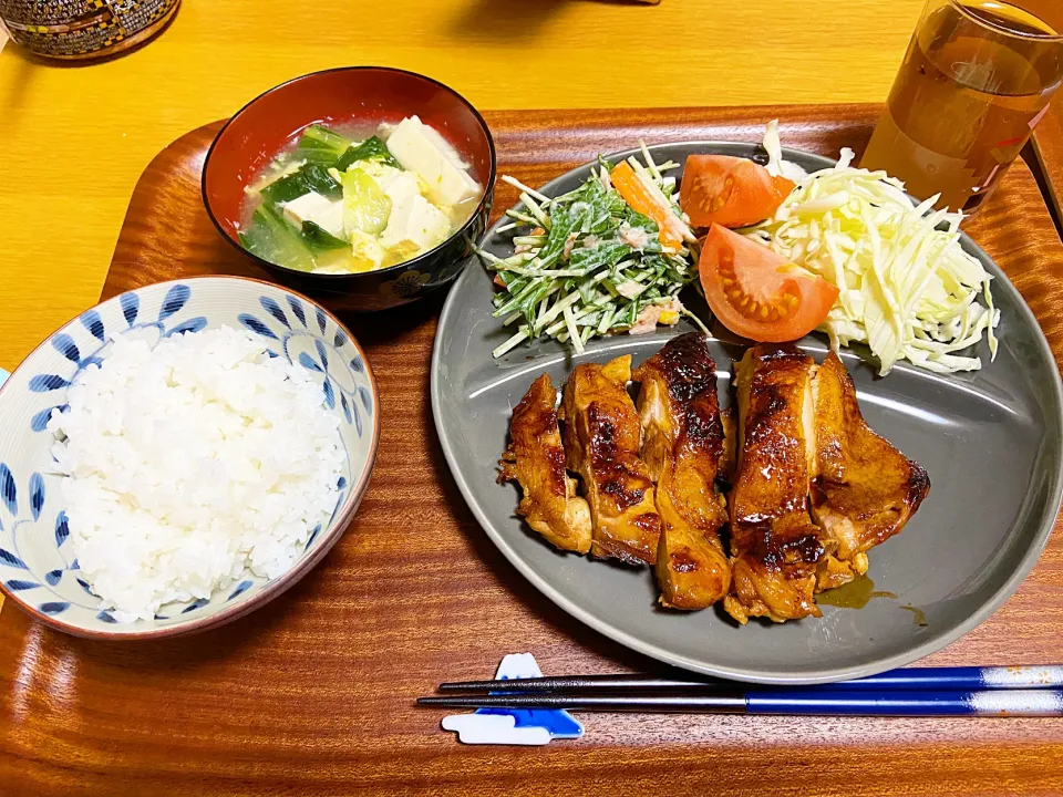 4／14今日の晩ごはん　鶏もも照り焼き|まるもち☻さん