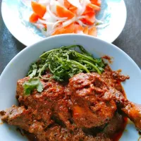 Hyderabad Chicken Masala +Salad with white rice for lunch|kak engkuさん