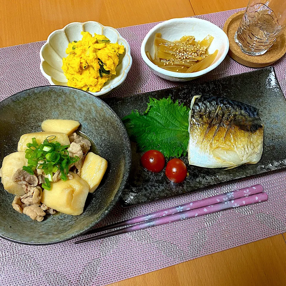 Snapdishの料理写真:さば塩ディナー🍽|かなママさん