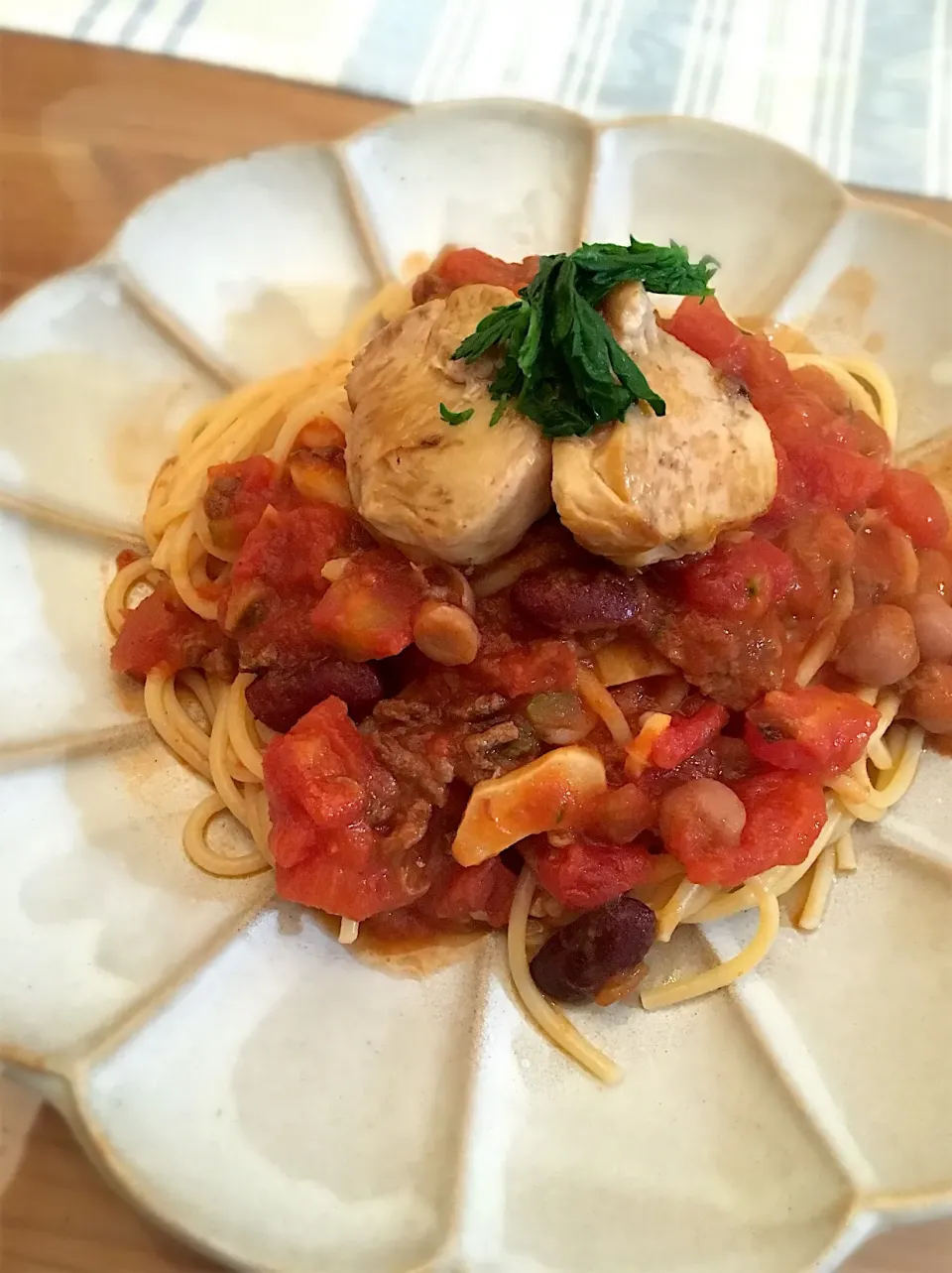 トマトソーススパゲッティ
あん肝ソテーのせ|leilaniさん