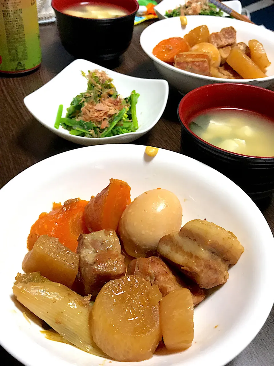 #豚の角煮  #女池菜の煮浸し  #豆腐味噌汁|𝕜𝕪𝟙𝟘𝟚𝟘𝟙𝟠さん