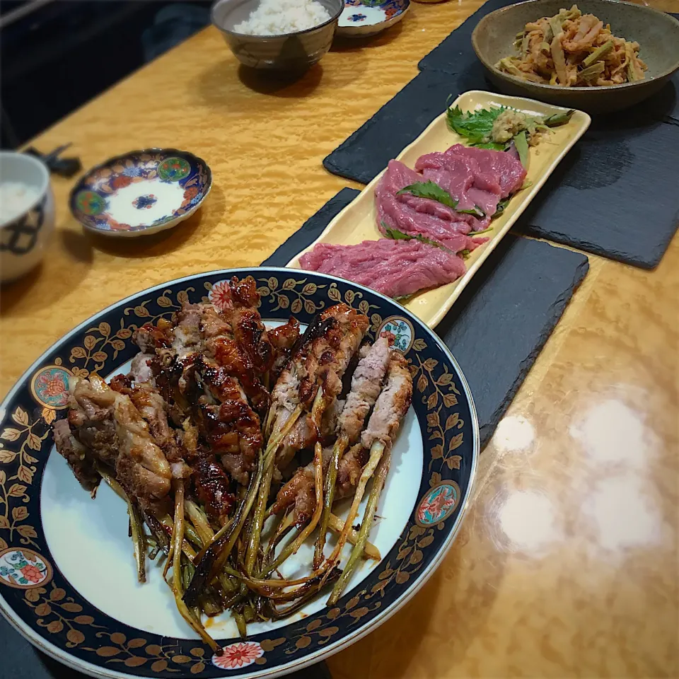 葉生姜の肉巻き　馬刺し　筍キムチ|佐野未起さん