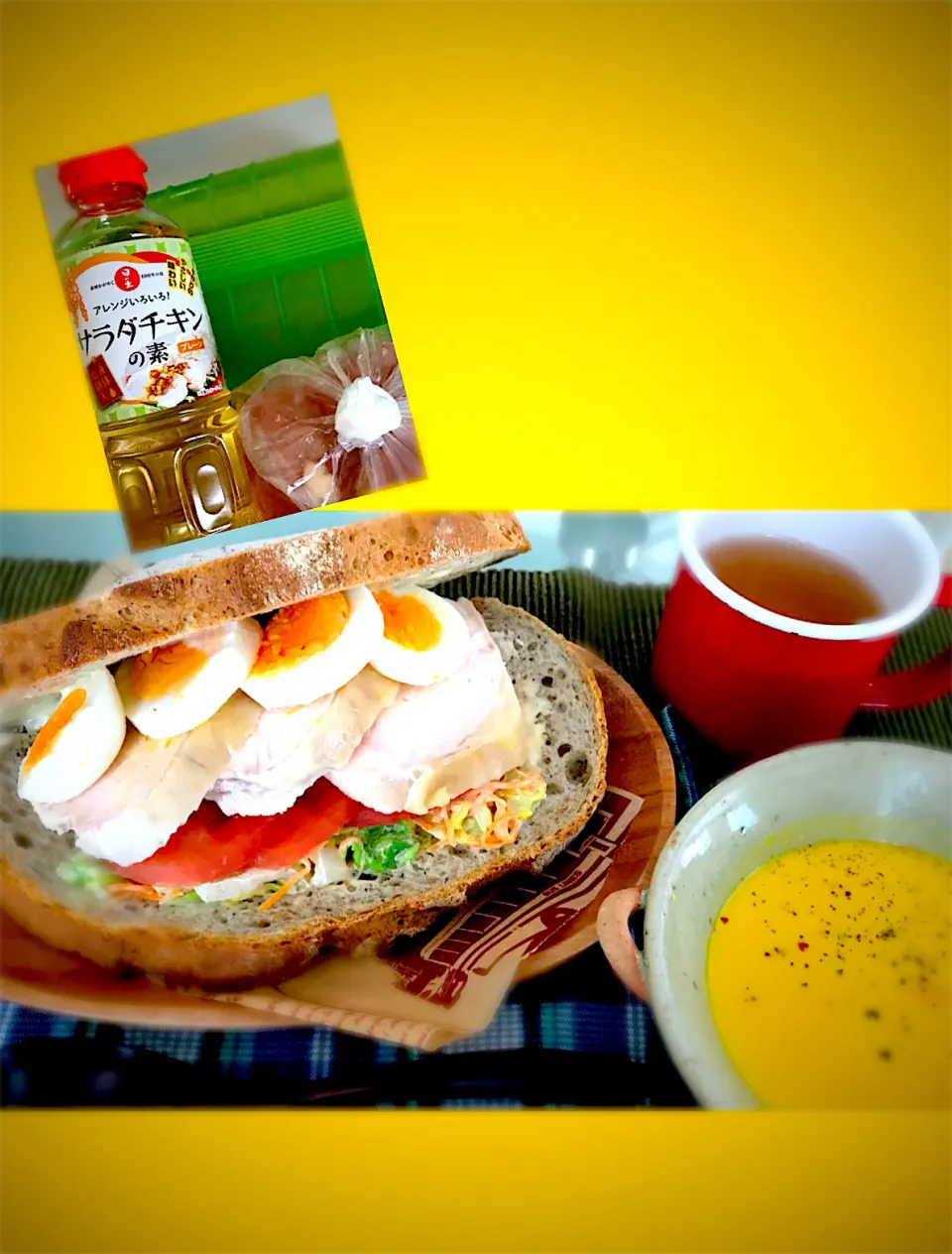 サラダチキンでサンドイッチランチ✨|ふぅさん