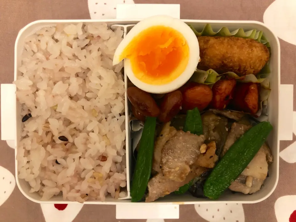 Snapdishの料理写真:豚とナスの味噌炒め弁当|freeさん