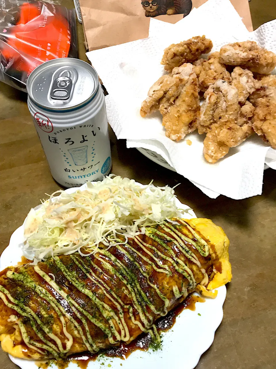 オム焼きそば、鶏モモ肉竜田揚げ💖|Norio Fukudaさん