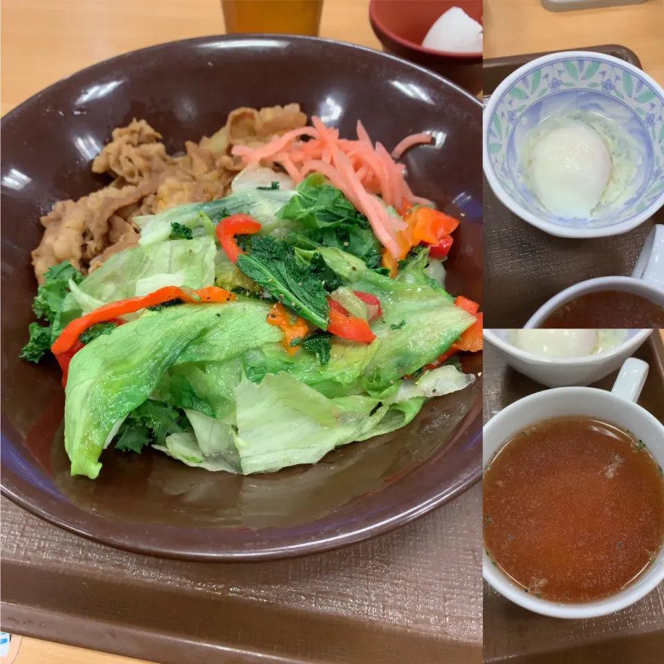 ケールレタス🥬牛丼　スープ&おんたまセット|るみおんさん