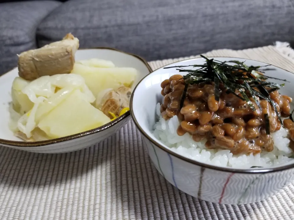 残り物、納豆、角煮ごはん
在宅22日目|しあるさん