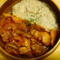 オートミール粥と鶏肉のトマト煮|りさん