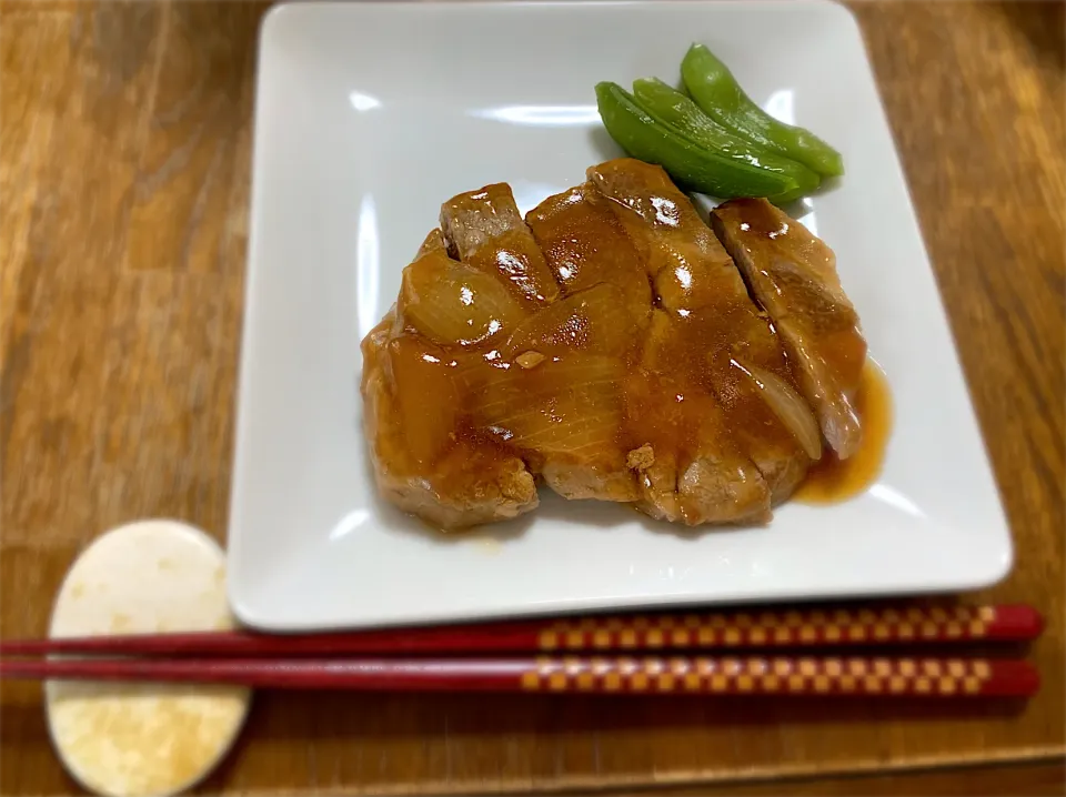 豚の生姜焼き風トンテキ|ちびろ菌さん