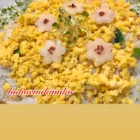 Snapdishの料理写真:鮭と菜の花のお花畑ちらし寿司|ほほえみcookきみこさん