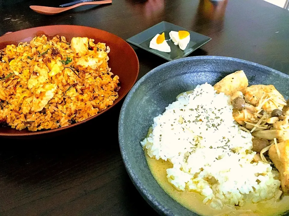 Snapdishの料理写真:○激辛炒飯○グリーンカレー|おぞもじさん