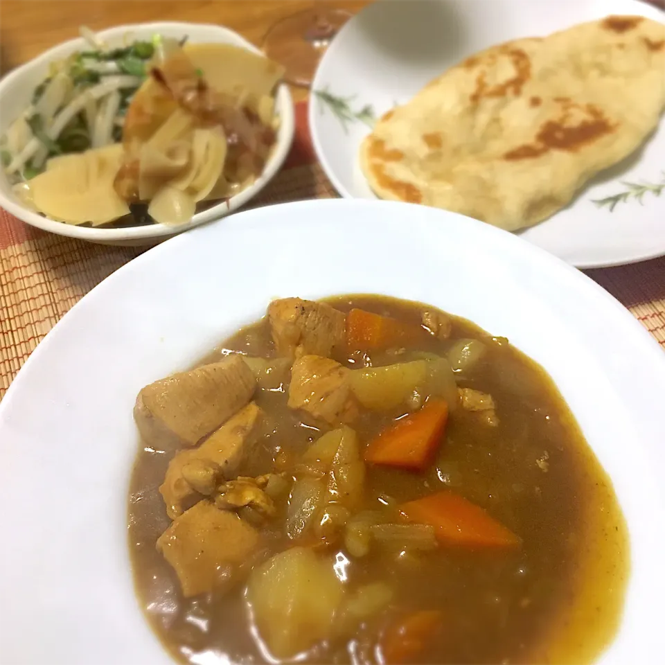 2020/04/20 Kスペシャル チキンカレー、手づくりナン、嵯峨野と洛西のたけのこ食べ比べ、春菊ともやしナムル|kykyさん