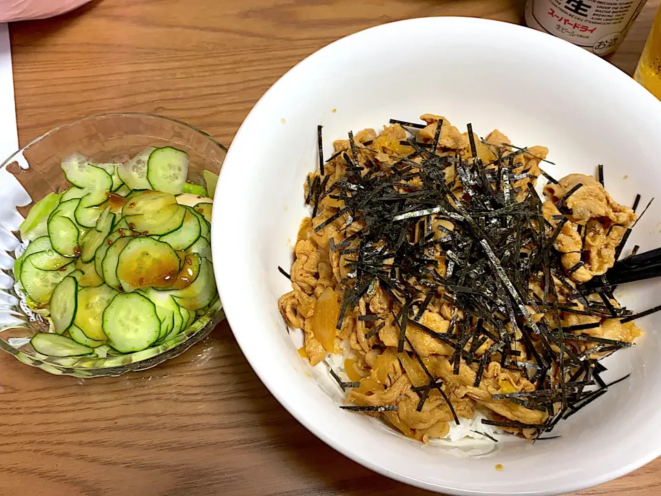 海苔かけすぎちゃった豚丼、豆腐サラダ|ゆーママさん