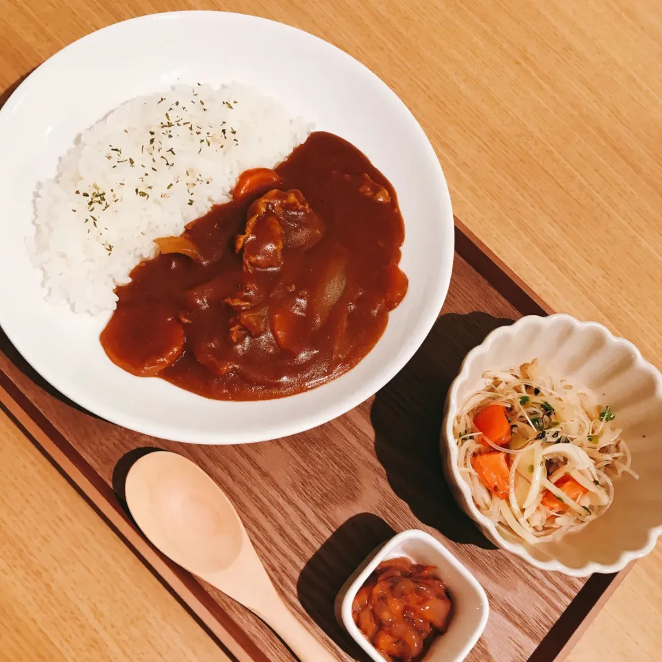 カレー×春雨サラダ×イカの塩辛|まるのひとの母ちゃん。さん