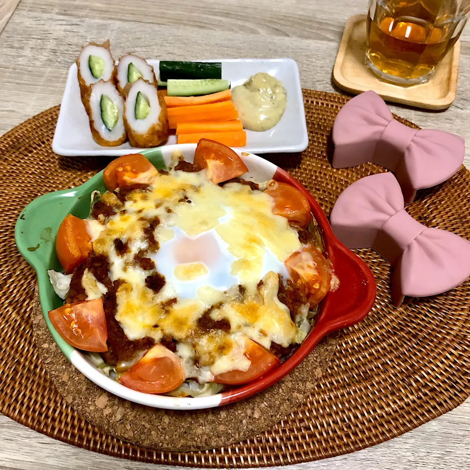 作り置きのキーマカレーでドリアの夜ごはん|ゆかｕさん
