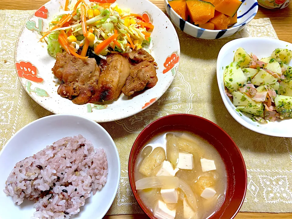 鶏肉のごま味噌焼き＊かぼちゃの煮付け＊青のりポテト＊|maiさん