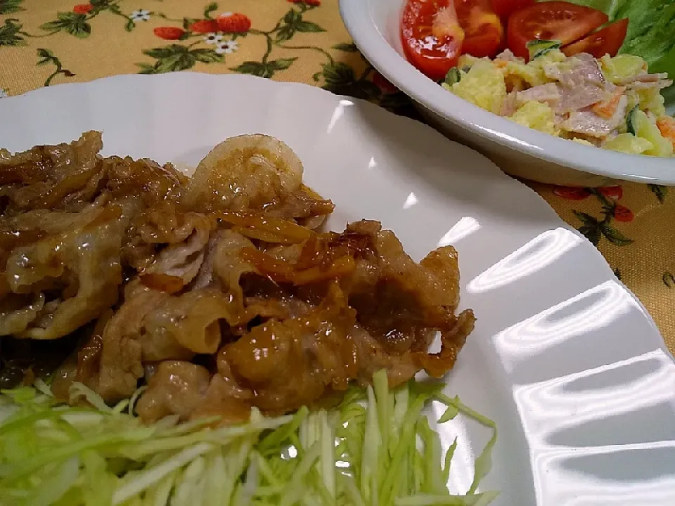 ☆今日の晩ごはん☆　豚の生姜焼き　ポテトサラダ|hamamaさん