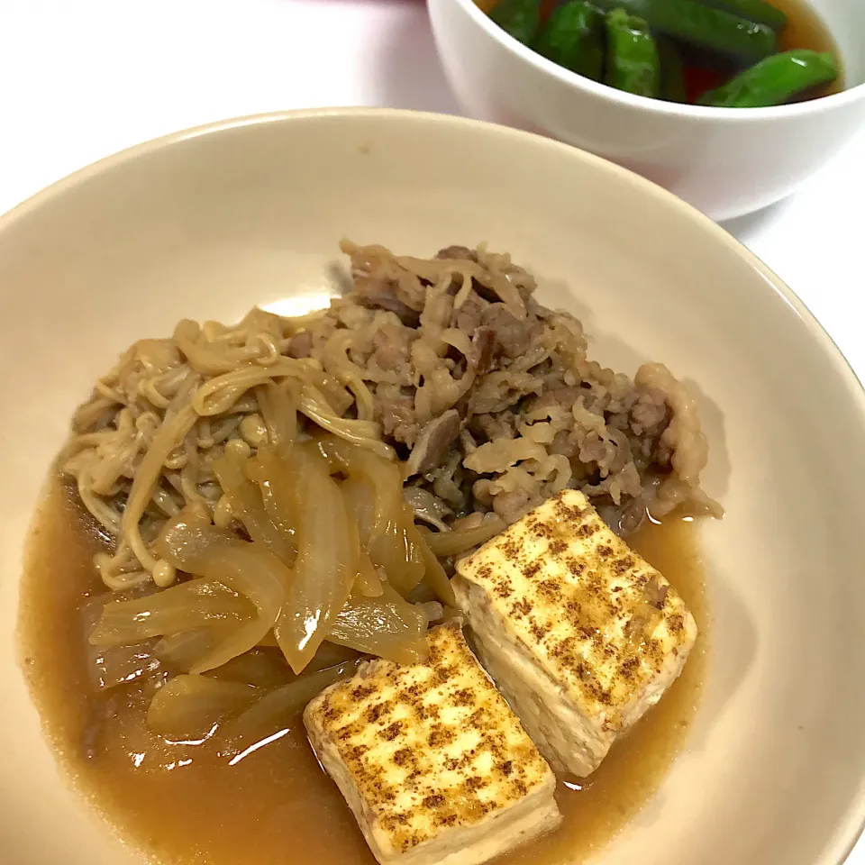 肉豆腐とししとうの焼浸し|なるさん