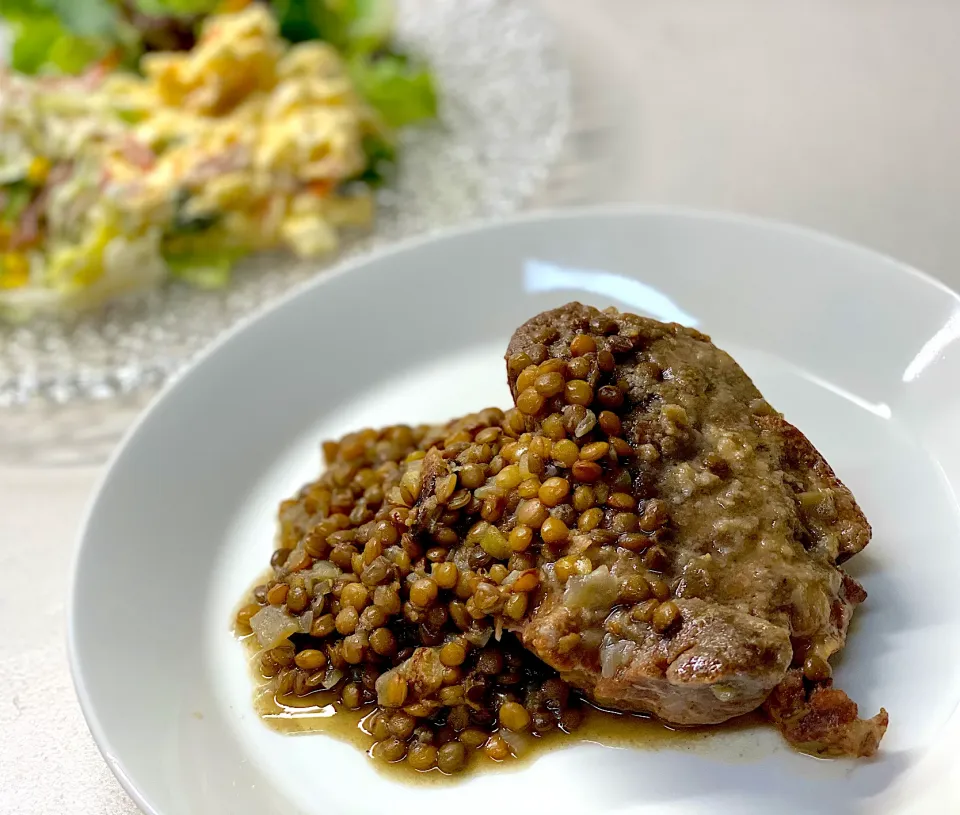 豚ロースとレンズ豆の煮込み|にゃあ（芸名）さん