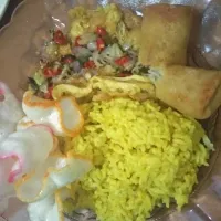 Snapdishの料理写真:Nasi Kuning Sambal Matah|Willyさん