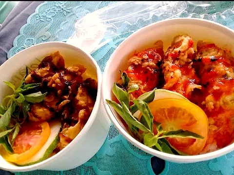 rice bowl udang sambal bangkok dan udang lada hitam|muhamad rizkyさん