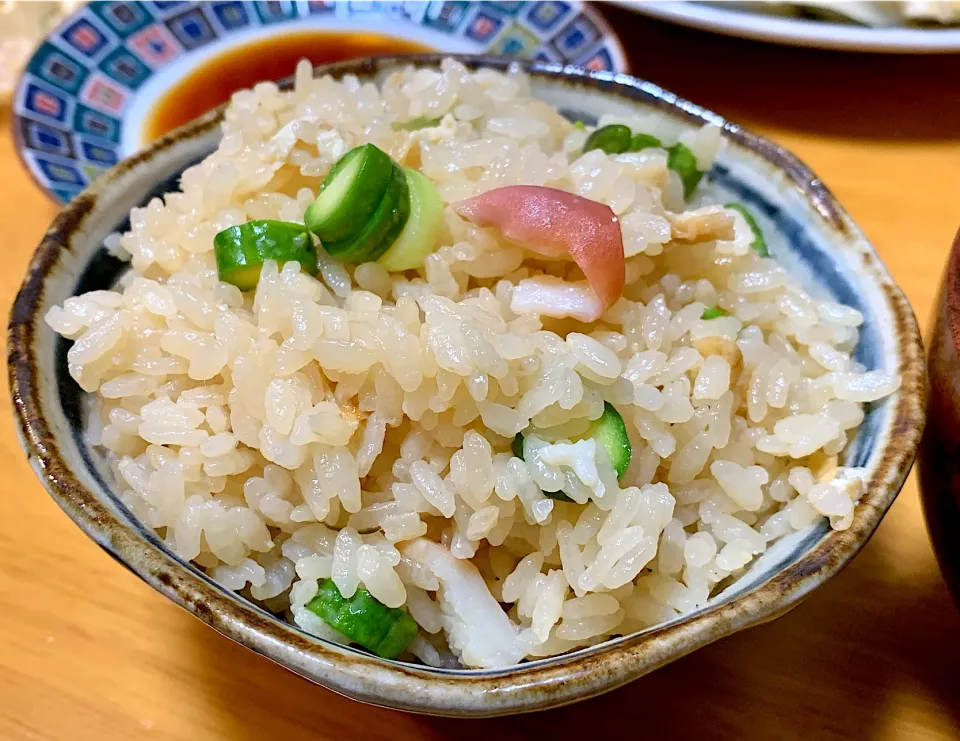 アスパラとホッキのご飯バター風味|ぴーまんさん