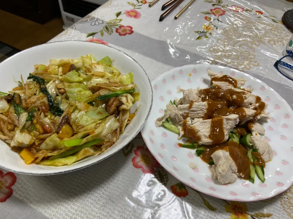 キャベツの胡麻味噌和えと棒棒鶏|shanxiaさん