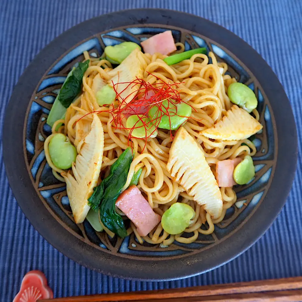 Snapdishの料理写真:春野菜の中華焼きそば|natuさん