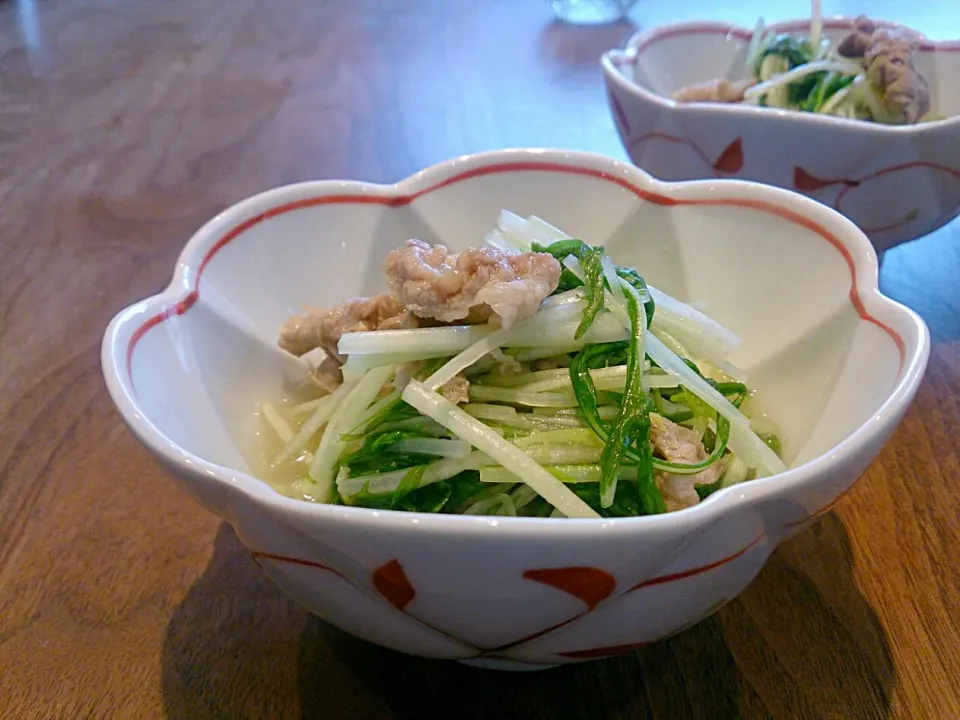 水菜と豚肉の梅煮浸し|古尾谷りかこさん