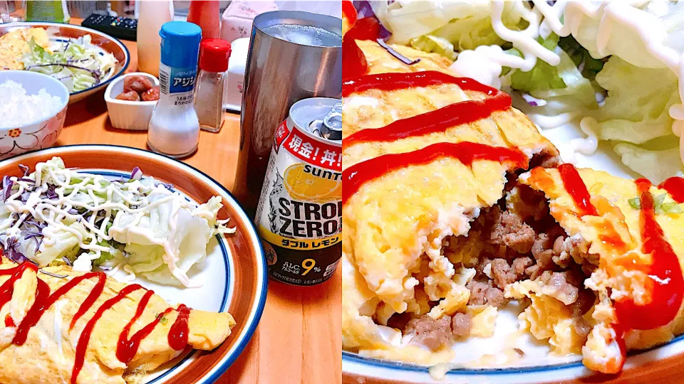 今日は挽き肉風の大豆のお肉🥩 美味しいオムレツになったよ😊|ジイジさん