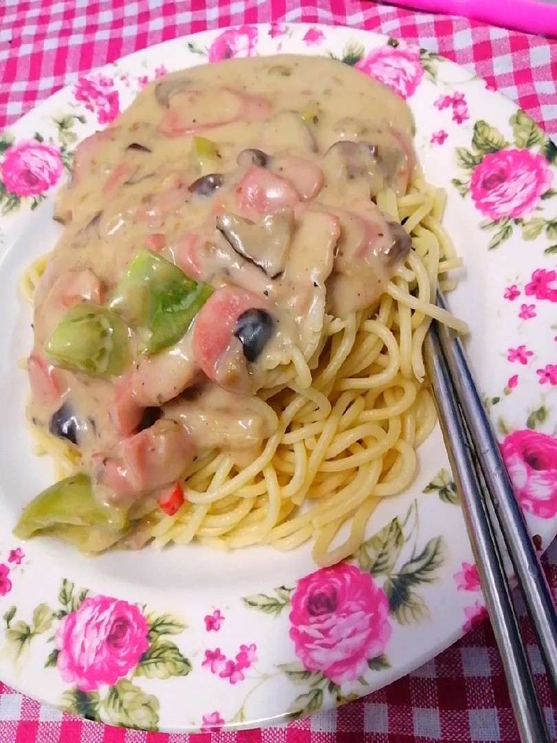 Carbonara Spaghetti my style|Cindai's Diaryさん