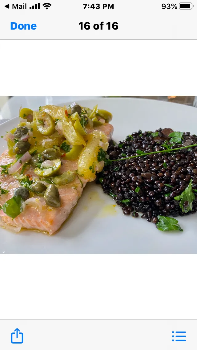 Roasted Salmon with a Meyer Lemon Relish .. Beluga lentils with Herbs|Christine pavelkaさん