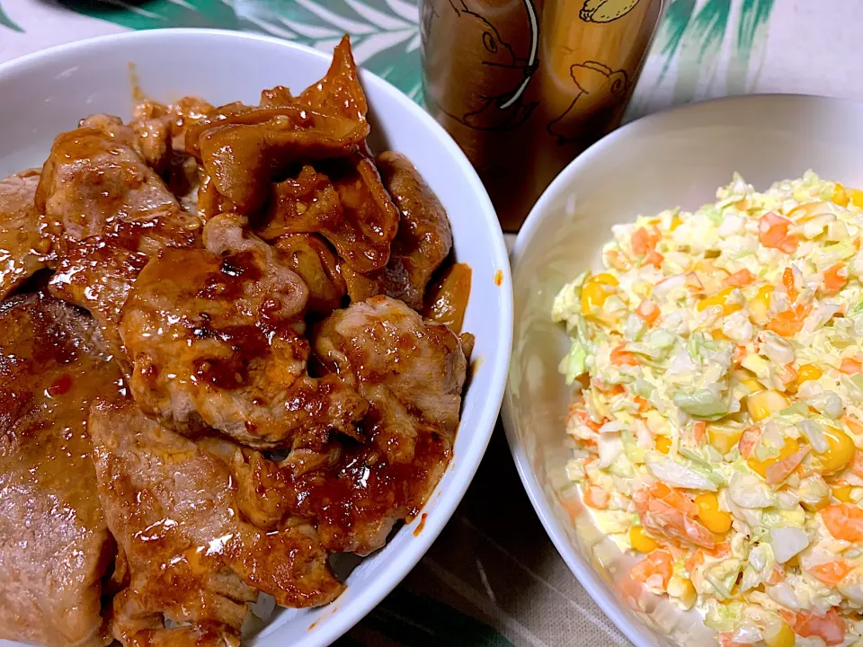 焼肉丼とコールスロー|コハクさん