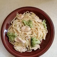 spaghetti en crema con pollo|Desireさん