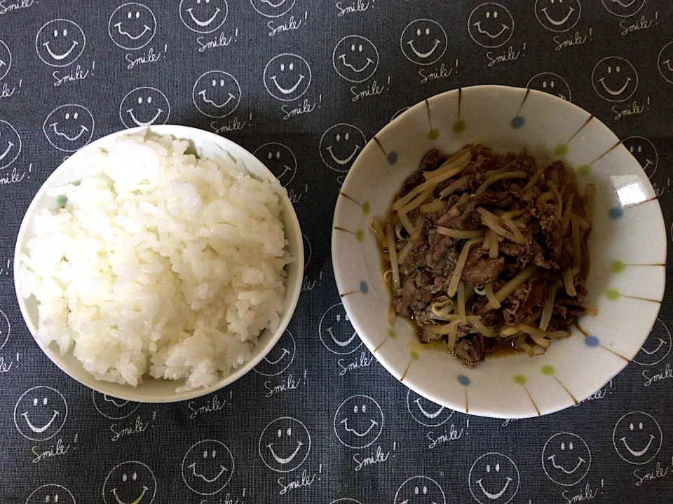 牛肉もやし炒め(ハーフ)ご飯|ばーさんさん