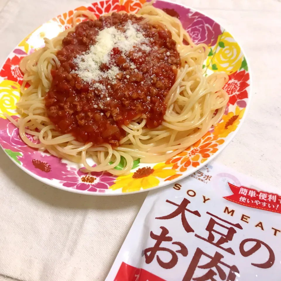 大豆のお肉でミートソースパスタ🍝|🍒みぃ🍒さん