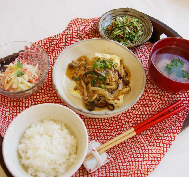豆腐きのこあんかけ定食の献立と一汁三菜の段取りallabout All About 料理レシピ Snapdish スナップディッシュ Id Yv1dpa