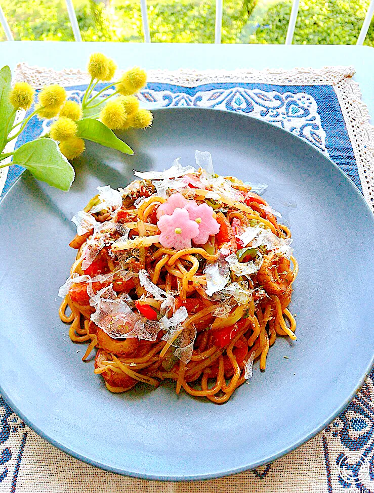 Snapdishの料理写真:🌱日曜日ブランチ《太焼きそば》🌱|ちゃべさん