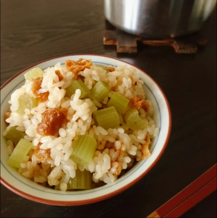 甘辛稲荷とふきの炊き込みご飯|うさかめさん