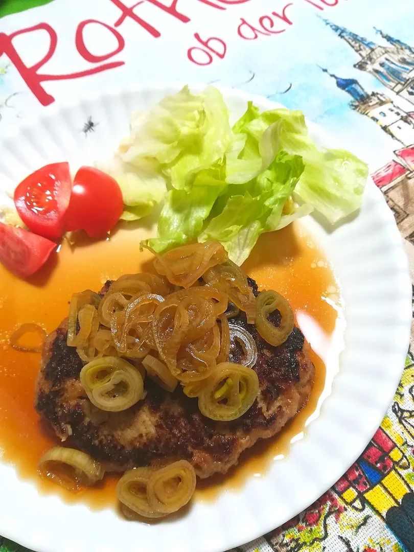 Dinner #葱ポン酢ソース #ハンバーグ|tamakiさん