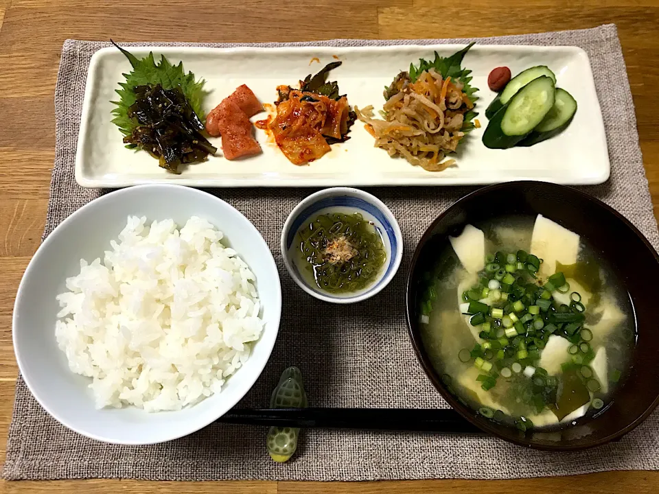 常備菜を駆使した 朝定食(o⁰⊖⁰o)|morimi32さん