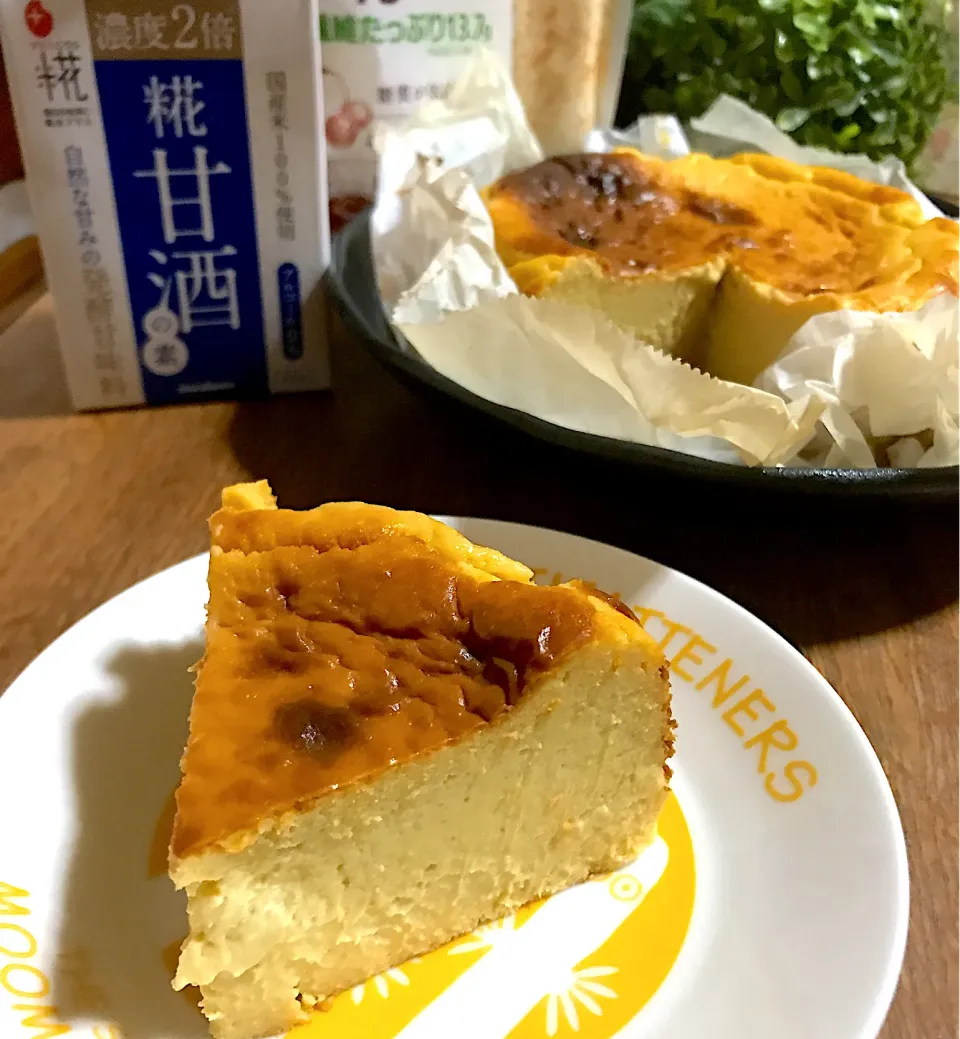 お砂糖なし。糀甘酒と大豆粉を使ったさつまいものバスクチーズケーキ💕|あやちゃんママさん