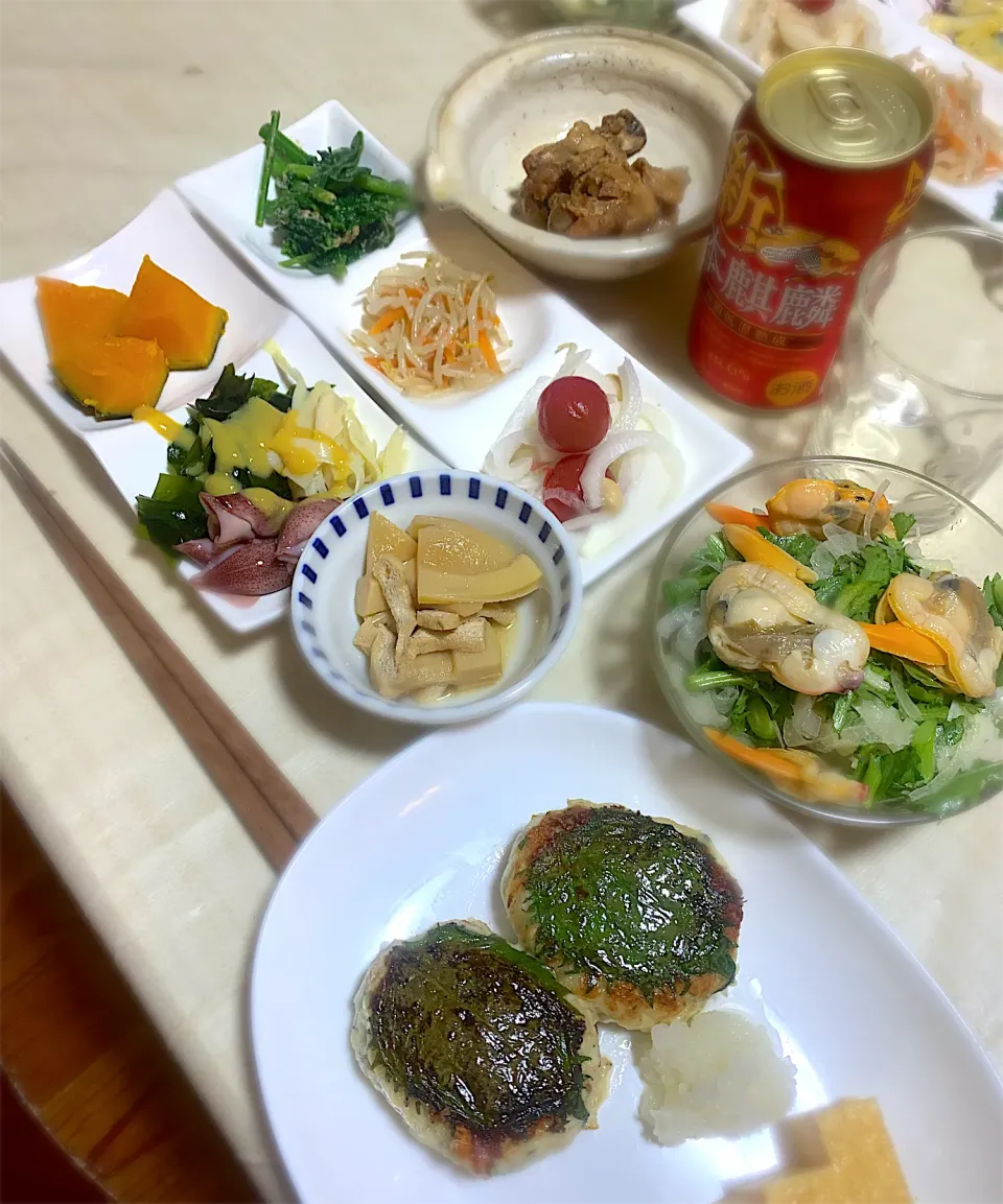 Snapdishの料理写真:昨日の夕飯❤️メインは　鯵のはんぺんバーグ|あけさんさん