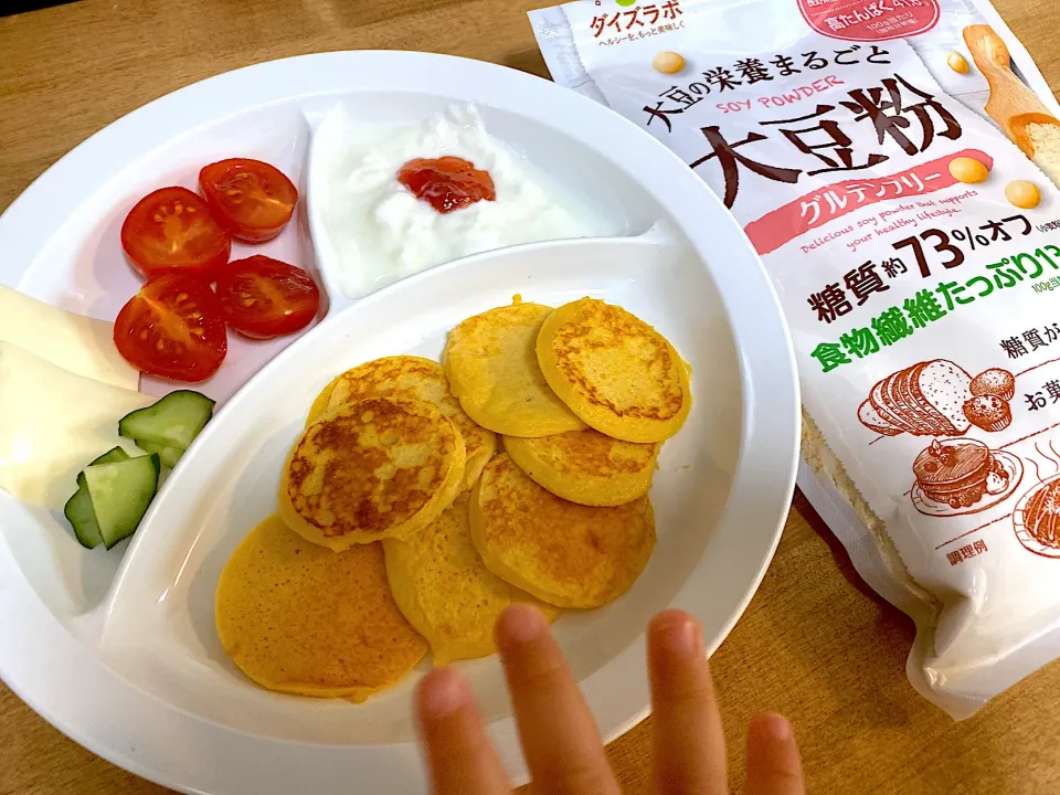 当選した大豆粉を使ってパンケーキ🥞|かおちゃんさん