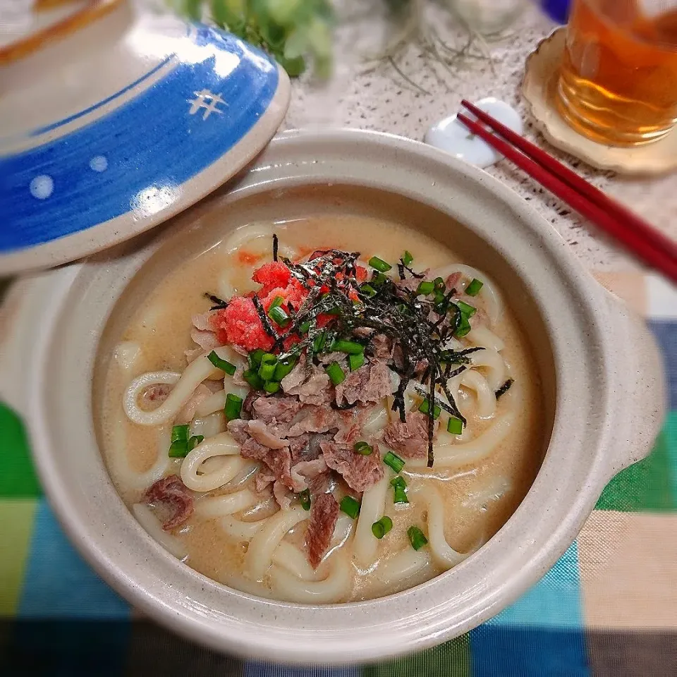 明太ごま豆乳うどんdeお一人様ランチ|とまと🍅さん